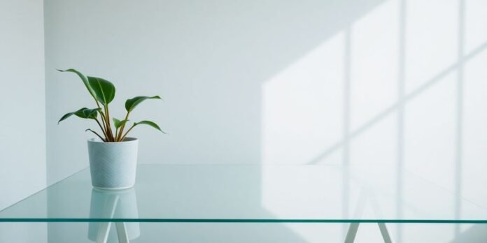 Calm workspace with plant and natural light for focus.